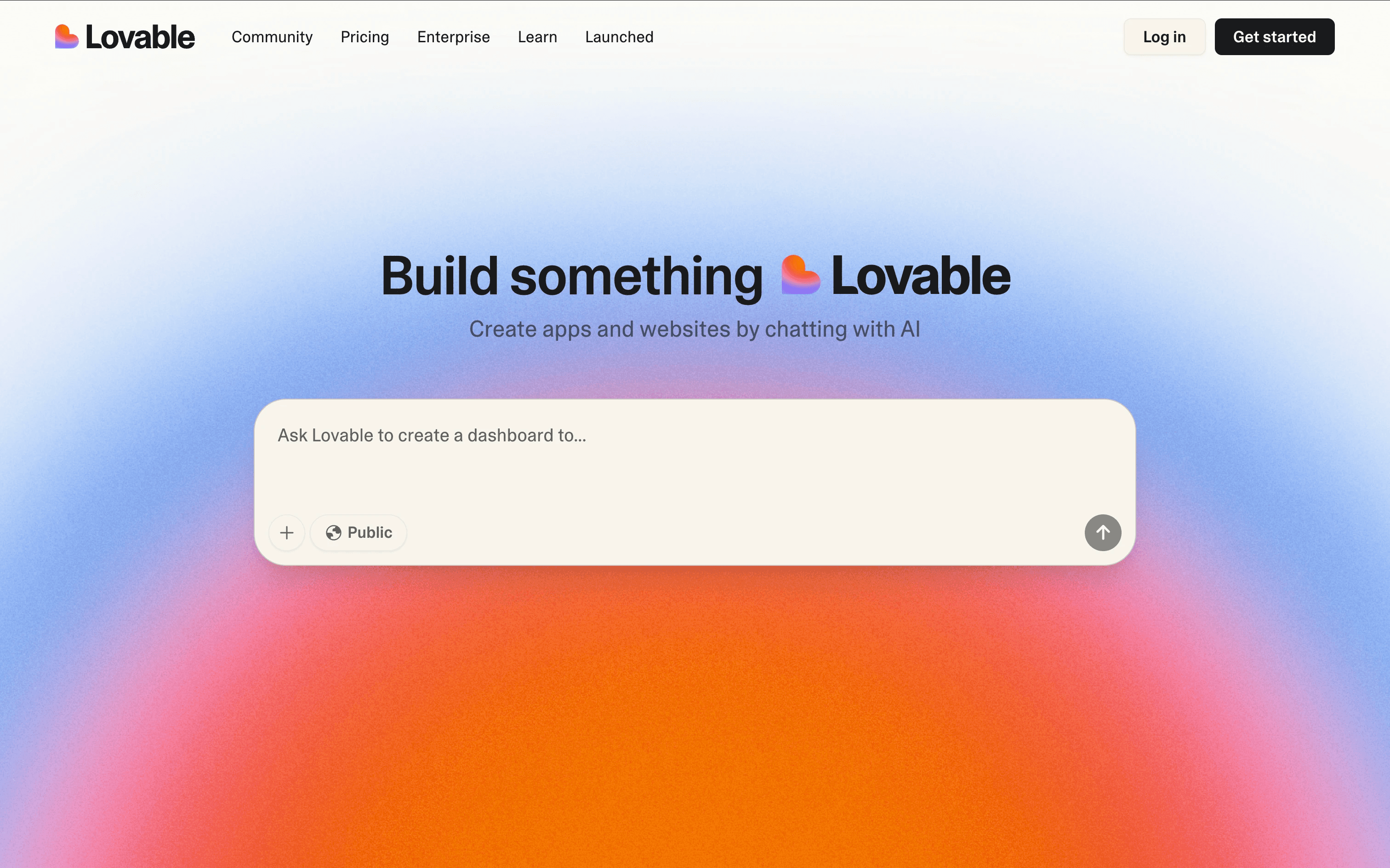 Screenshot van Lovable website