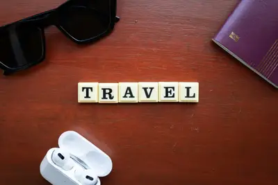 Travel essentials flat lay