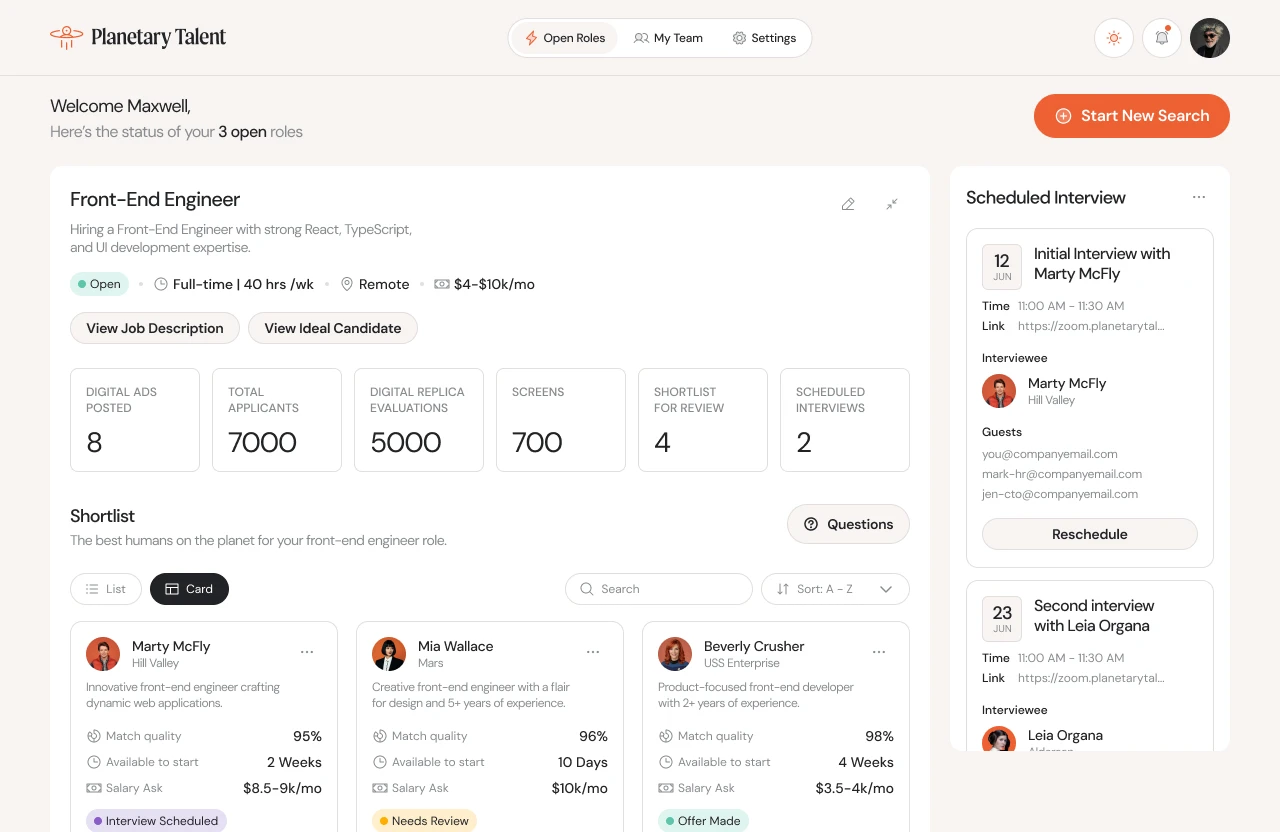 Open roles UI light mode