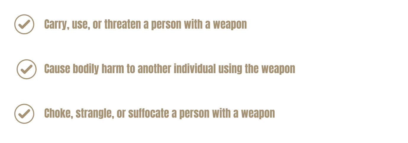 A graphic explaining assault with a weapon criminal code definition.