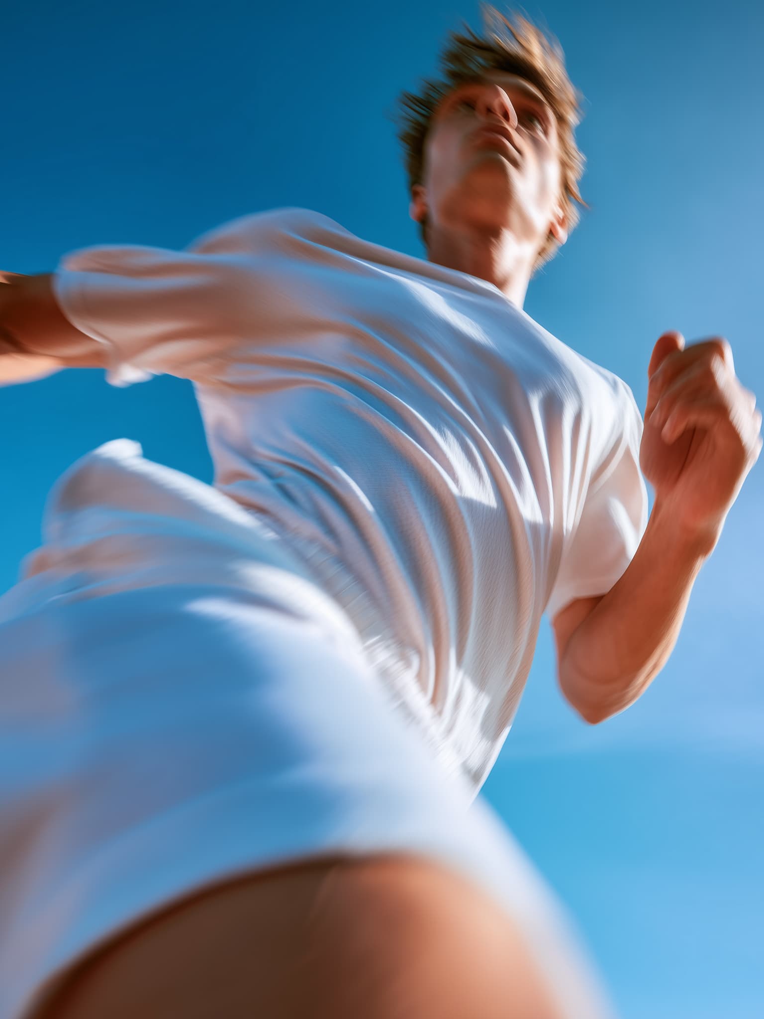 Runner in white clothes