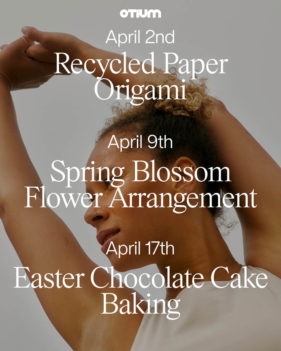 Text layout design announcing events with a corporative photo in the background that conveys OTIUM's values.