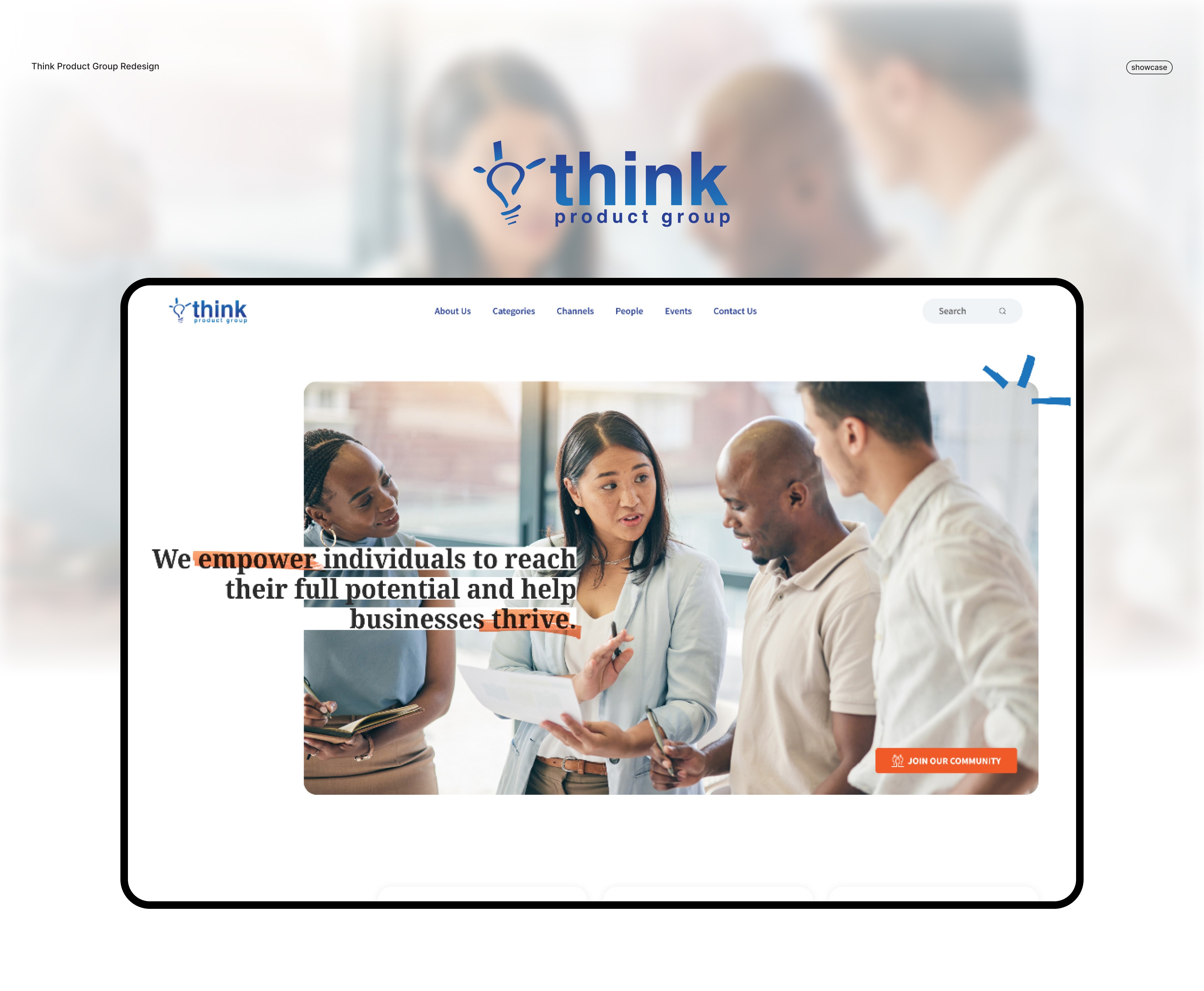 think product group landing page design