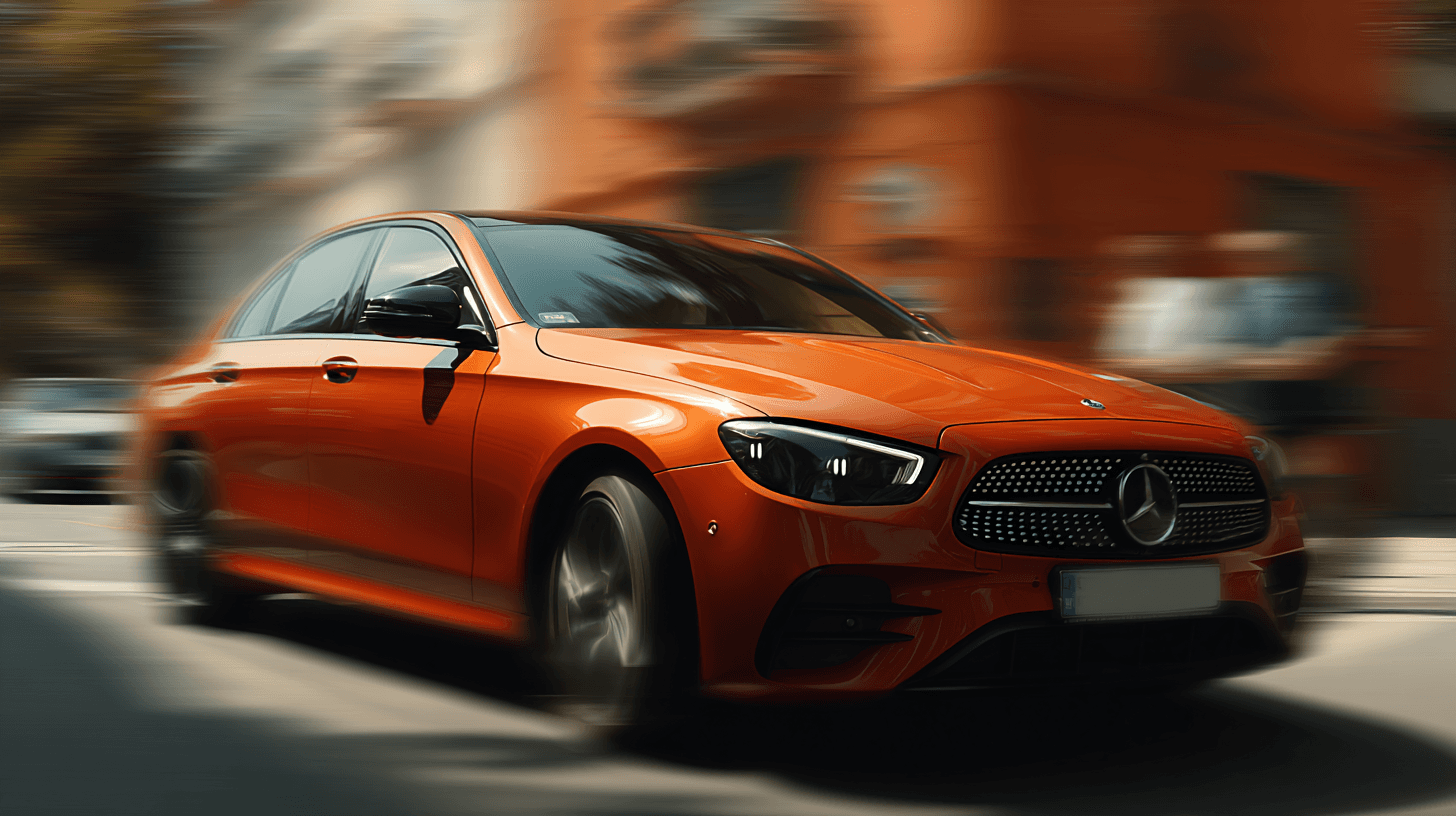 Orange car motion blur
