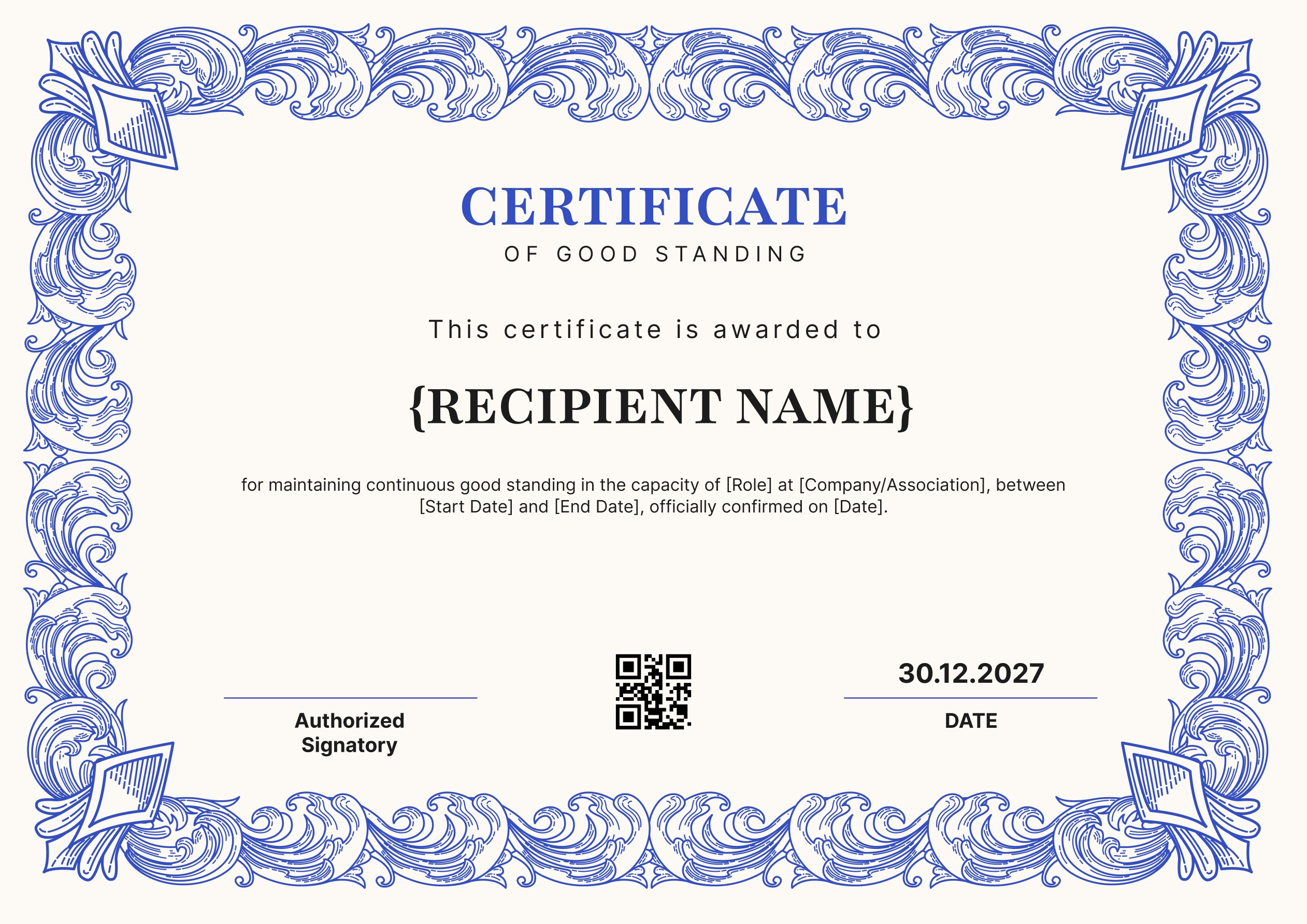 Wauld - Modern and captivating certificate of good standing template