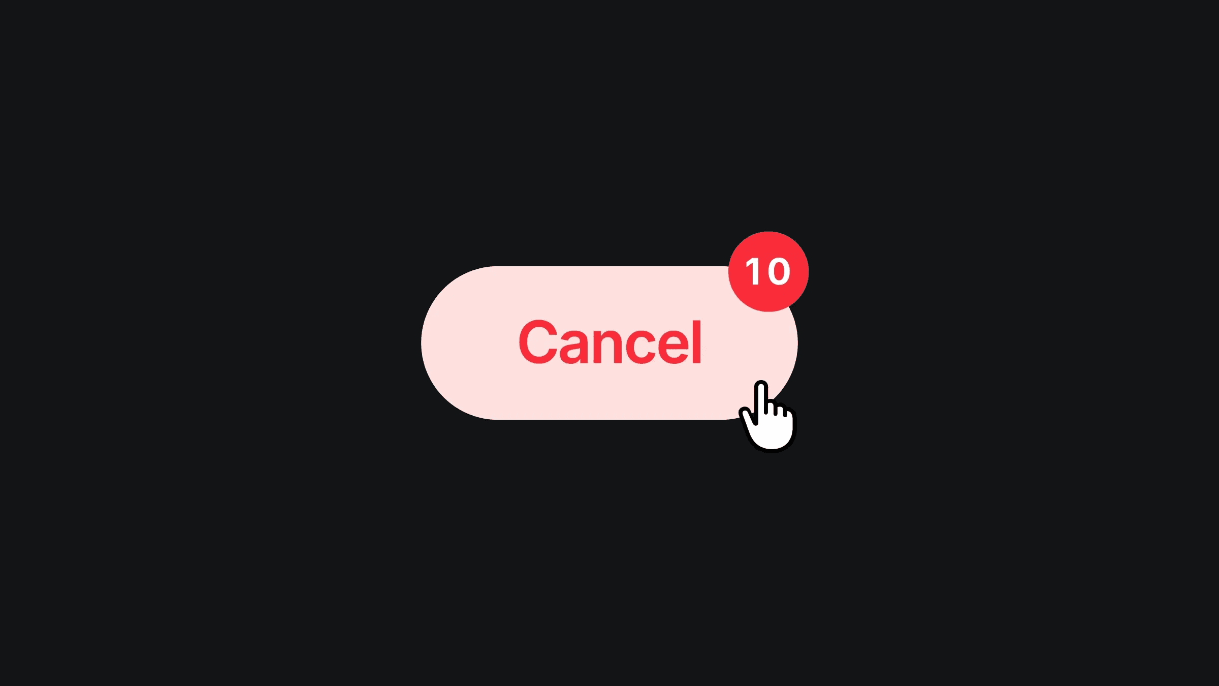 Cancel button with red notification badge showing number ten