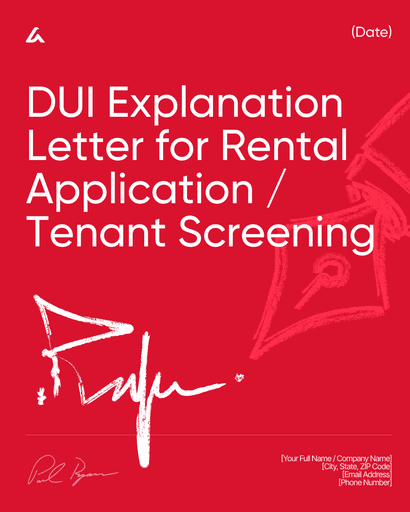 DUI Explanation Letter for Rental Application / Tenant Screening