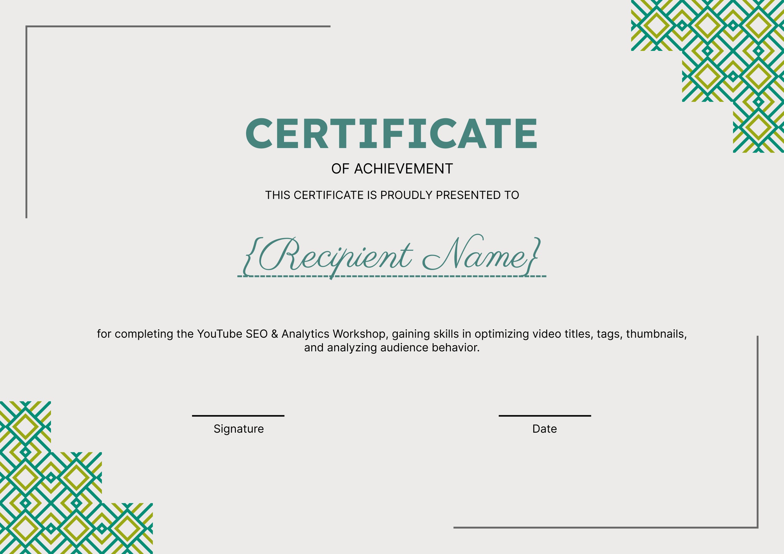 Wauld - Formal and sophisticated certificate of achievement template