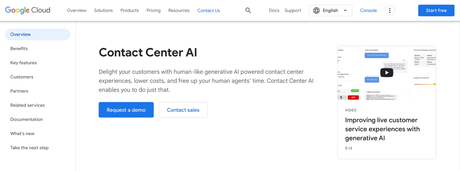 2. Google Contact Center AI