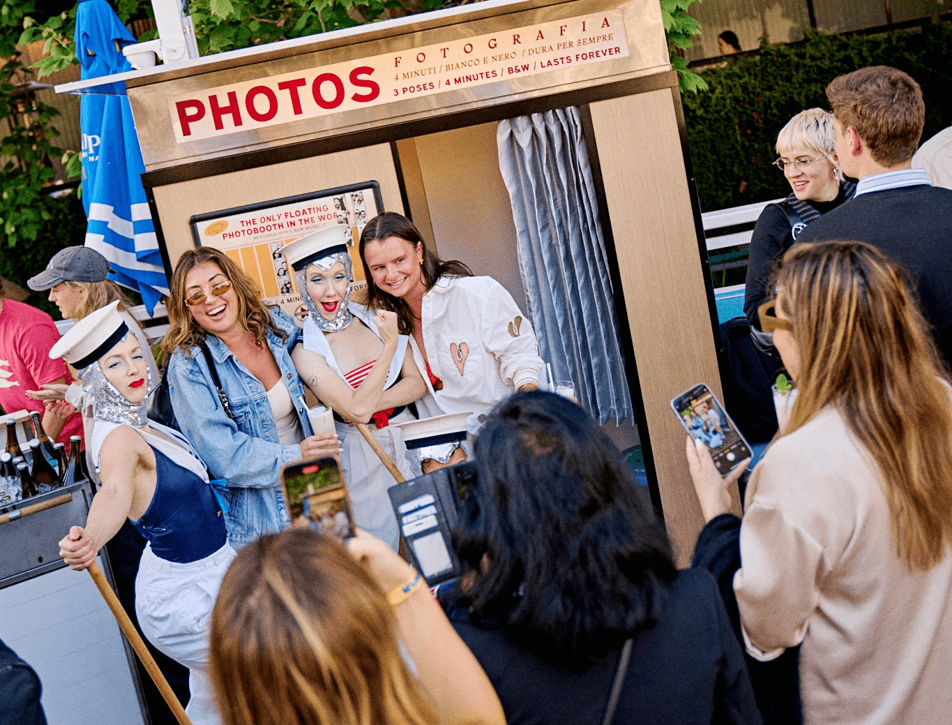 A photo booth at a function on Afloat's rooftop deck