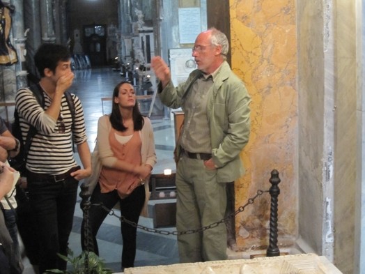 a man explaining to students
