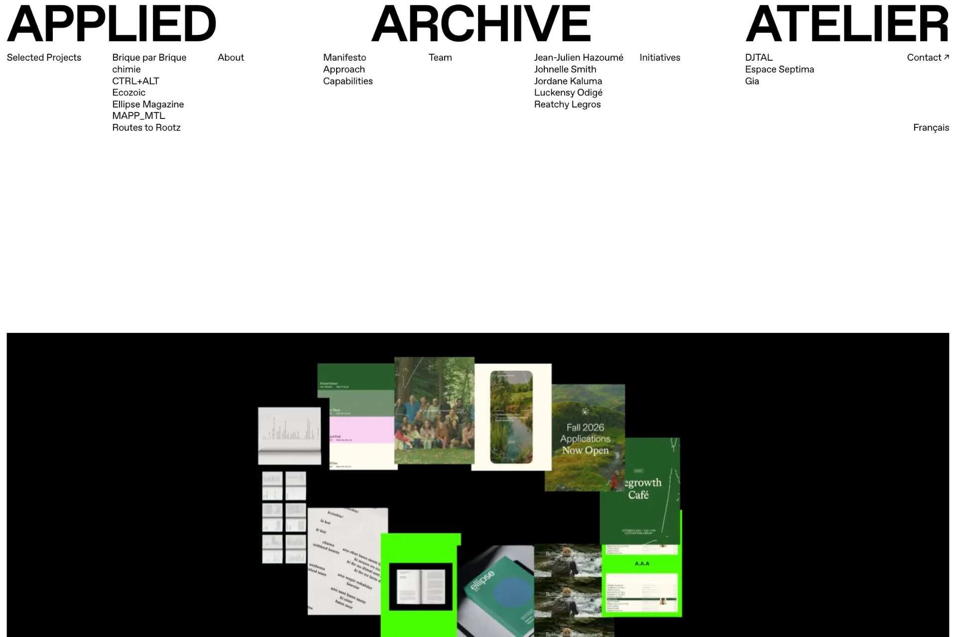 Screenshot of Applied Archive Atelier website