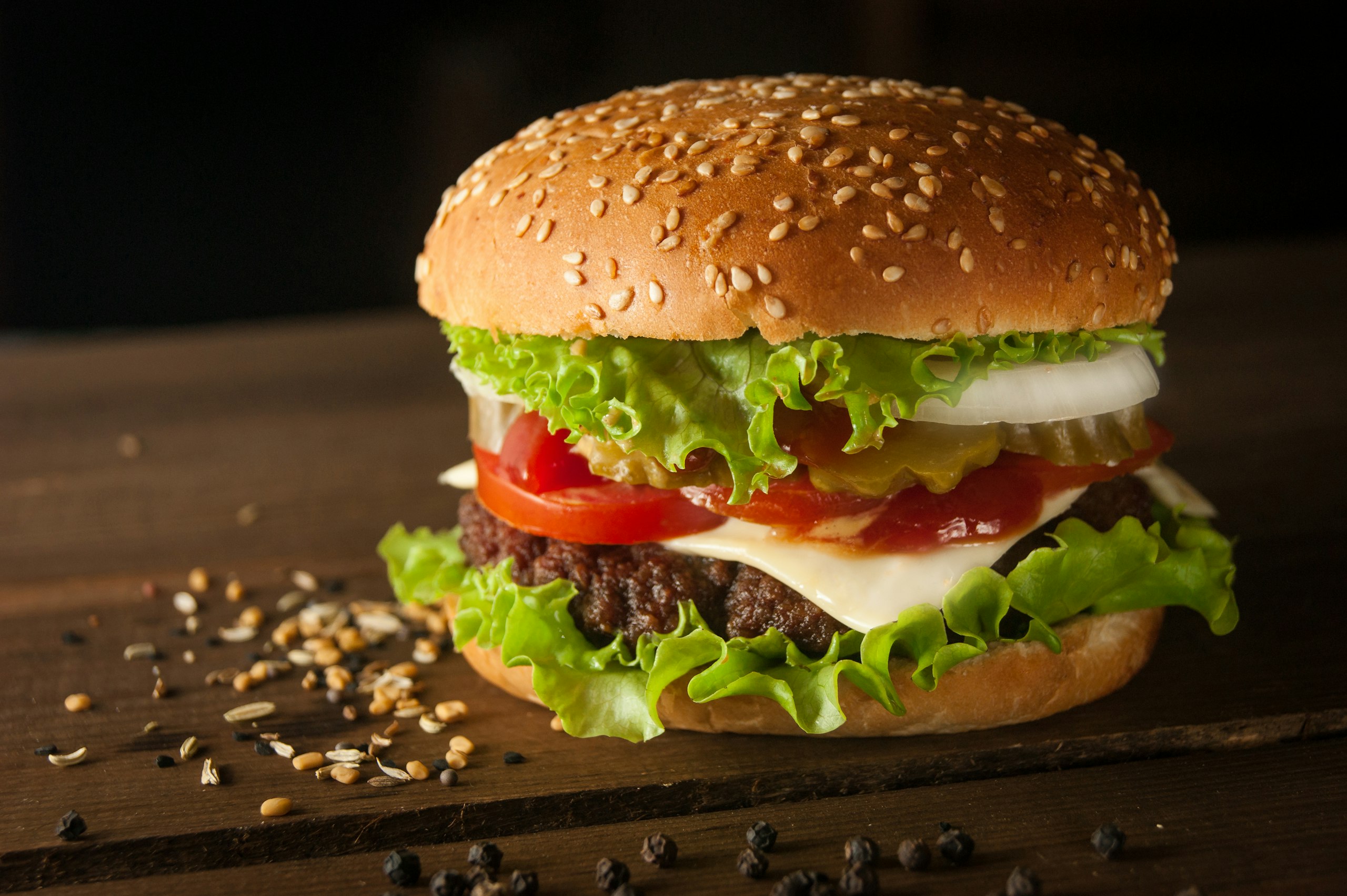 A delicious-looking burger and fries, showcasing high-quality food photography.