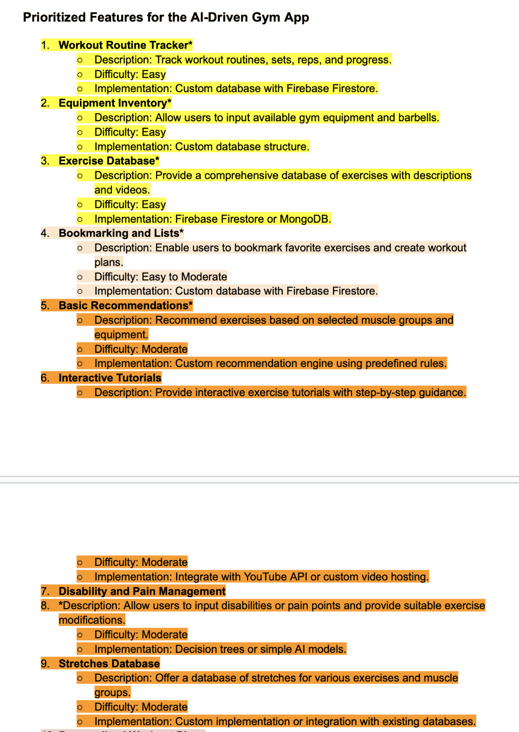 Potential features for Hive