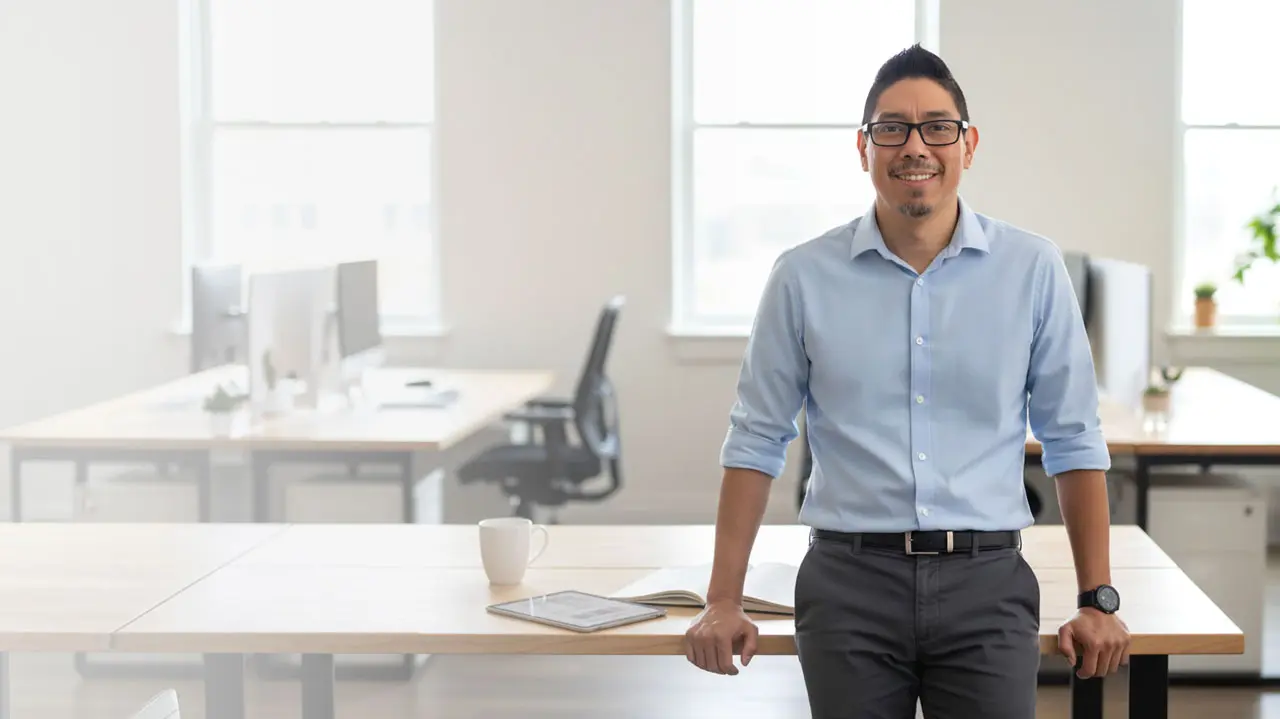 Retrato profesional de Carlos López, Diseñador de Experiencia de Usuario (UX) Senior y especialista en estrategias SEO; su imagen proyecta un perfil híbrido que combina el diseño visual estratégico con la optimización técnica para motores de búsqueda.