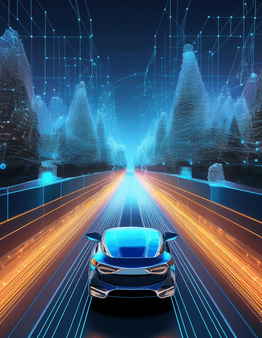 Two colleagues smiling and giving a high-five at a desk in a modern office with a laptop, coffee mug, and plants.