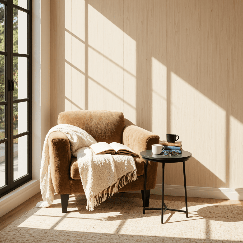 product photography of cozy reading nook