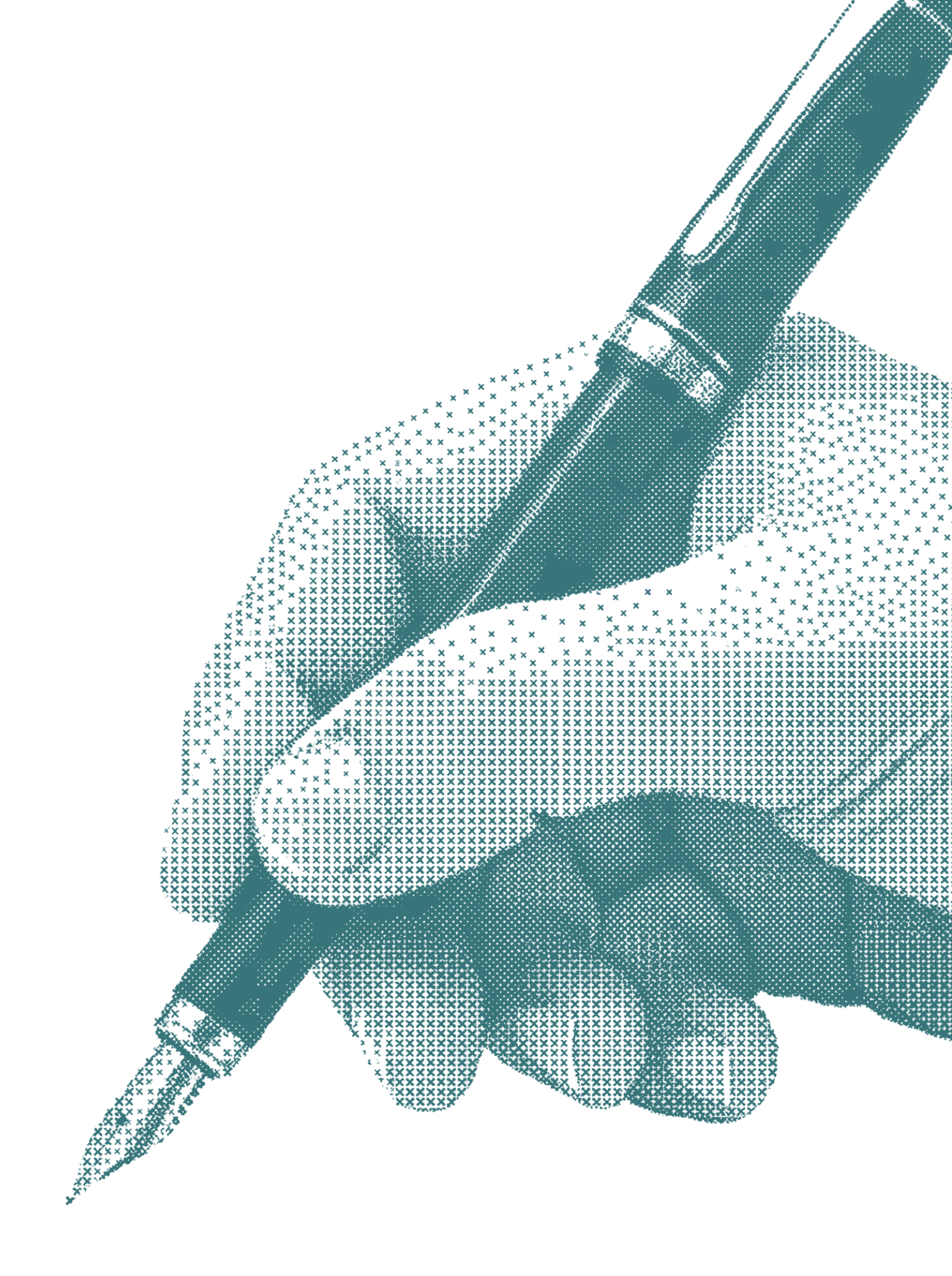 A hand holding a black pen, poised to write or draw on a surface.