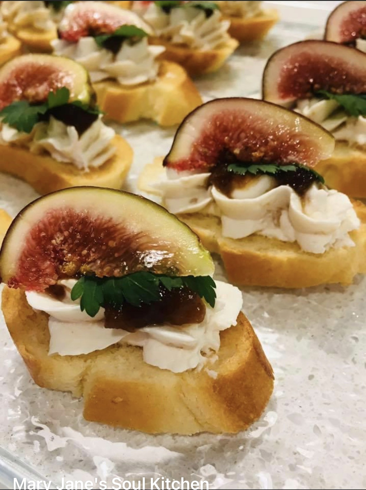 Fig Canapés on a platter