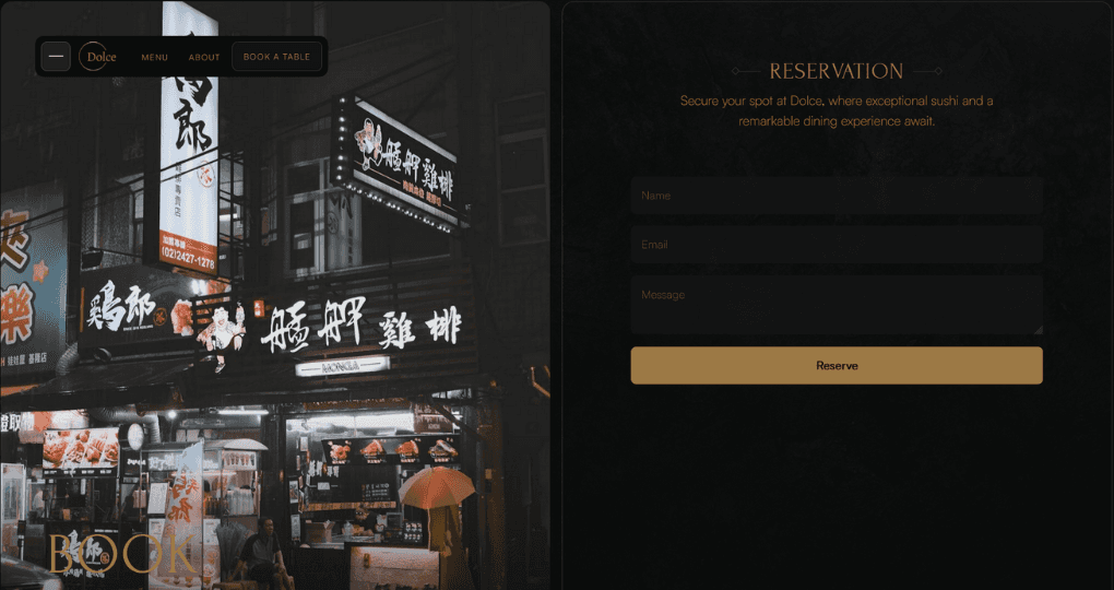 Created a customized reservation page, allowing Dolce to receive reservation applications directly on e-mail