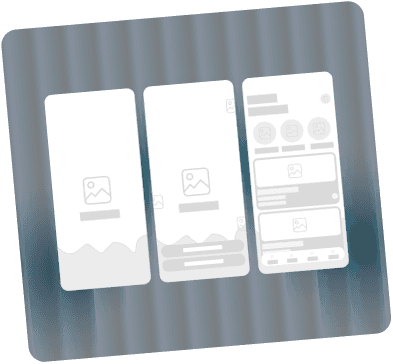 Low fidelity wireframes featuring few screens in EatYum mobile app interface.