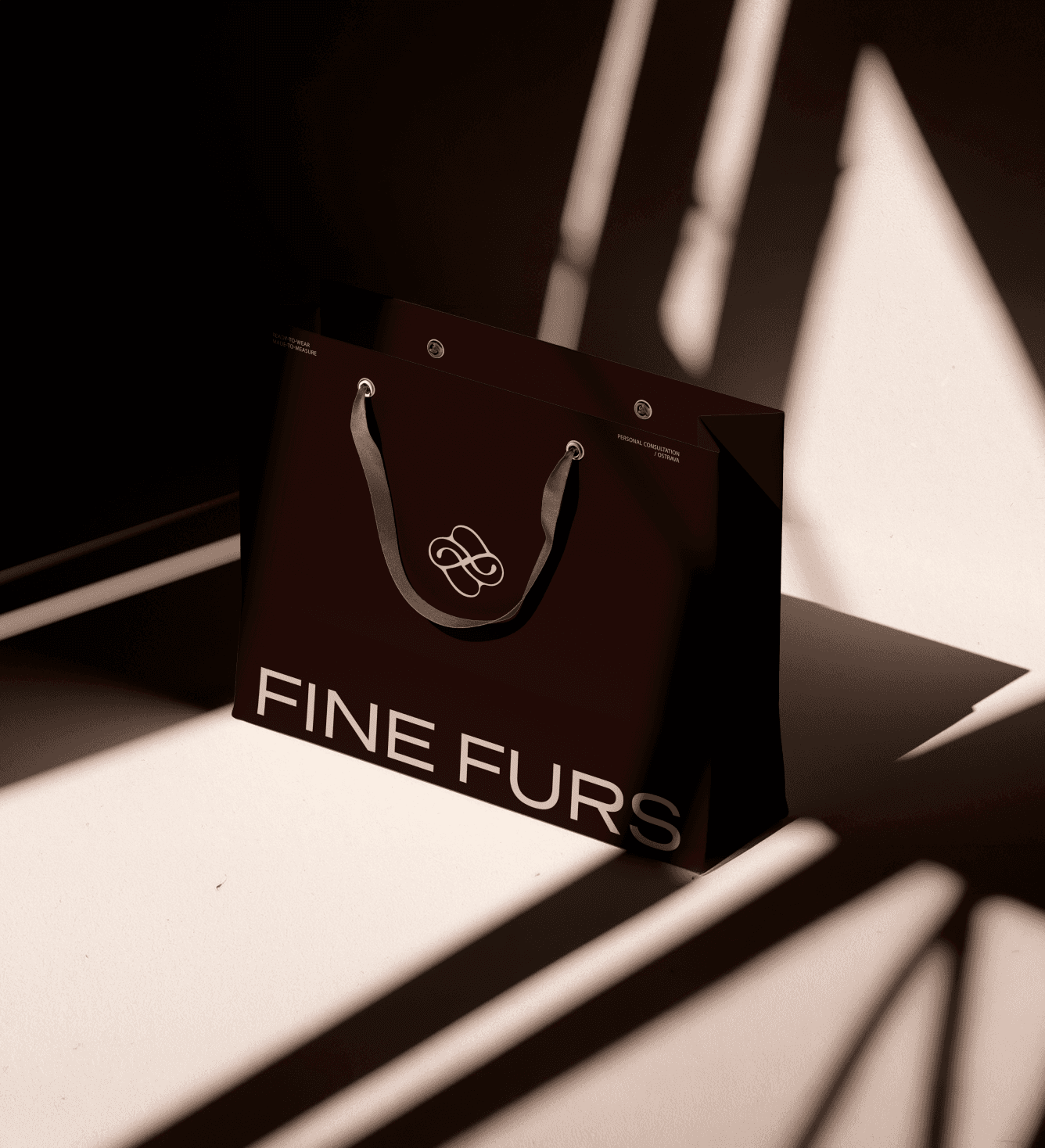 Fine Furs Atelier Sirova identity applied to premium fashion and packaging