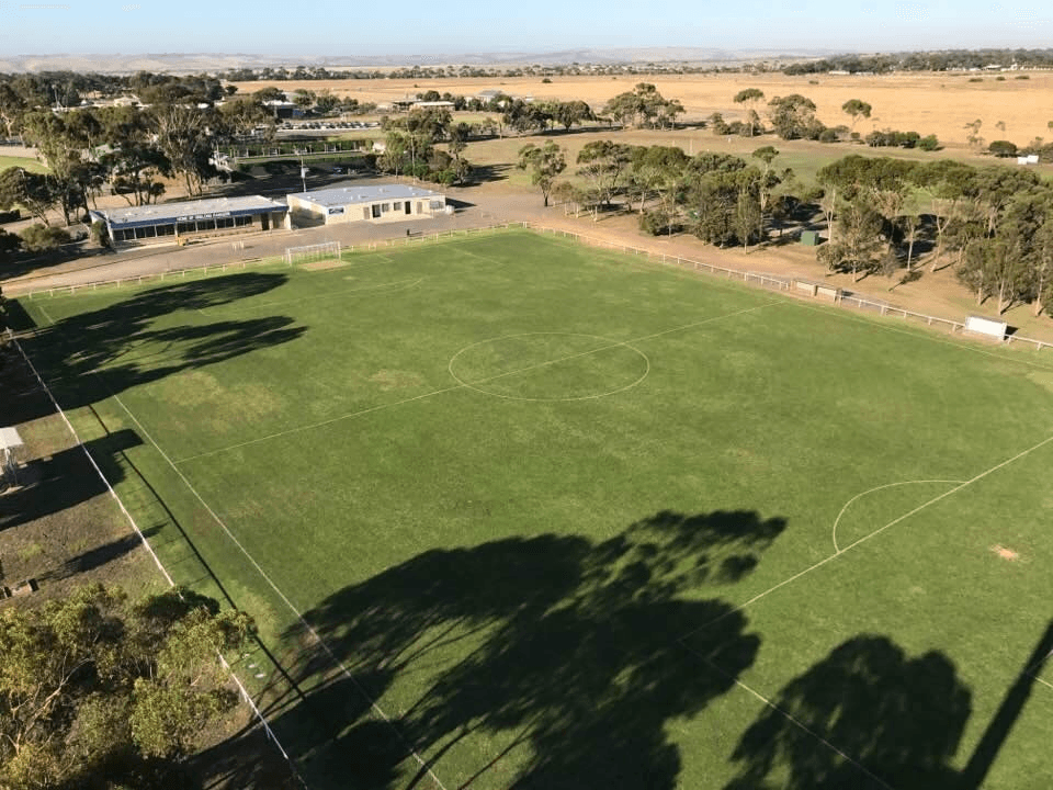 An overhead photo of one of North Geelong Warrior's training pitches, Hume Reserve.