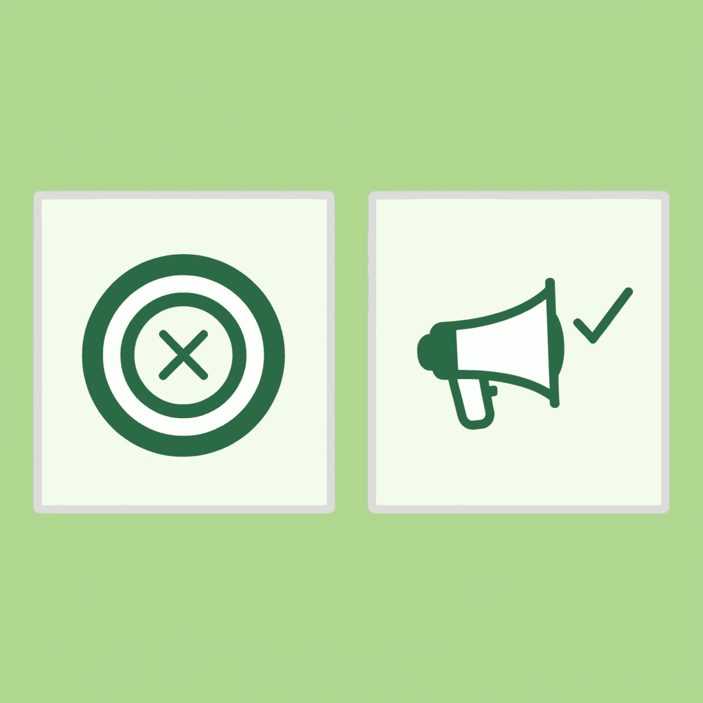 Comparison showing generic applications leading to missed opportunities on the left, targeted strategy leading to success on the right