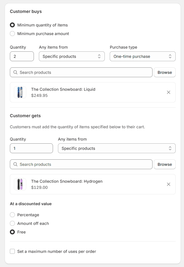 Buy X Get Y discount in Shopify