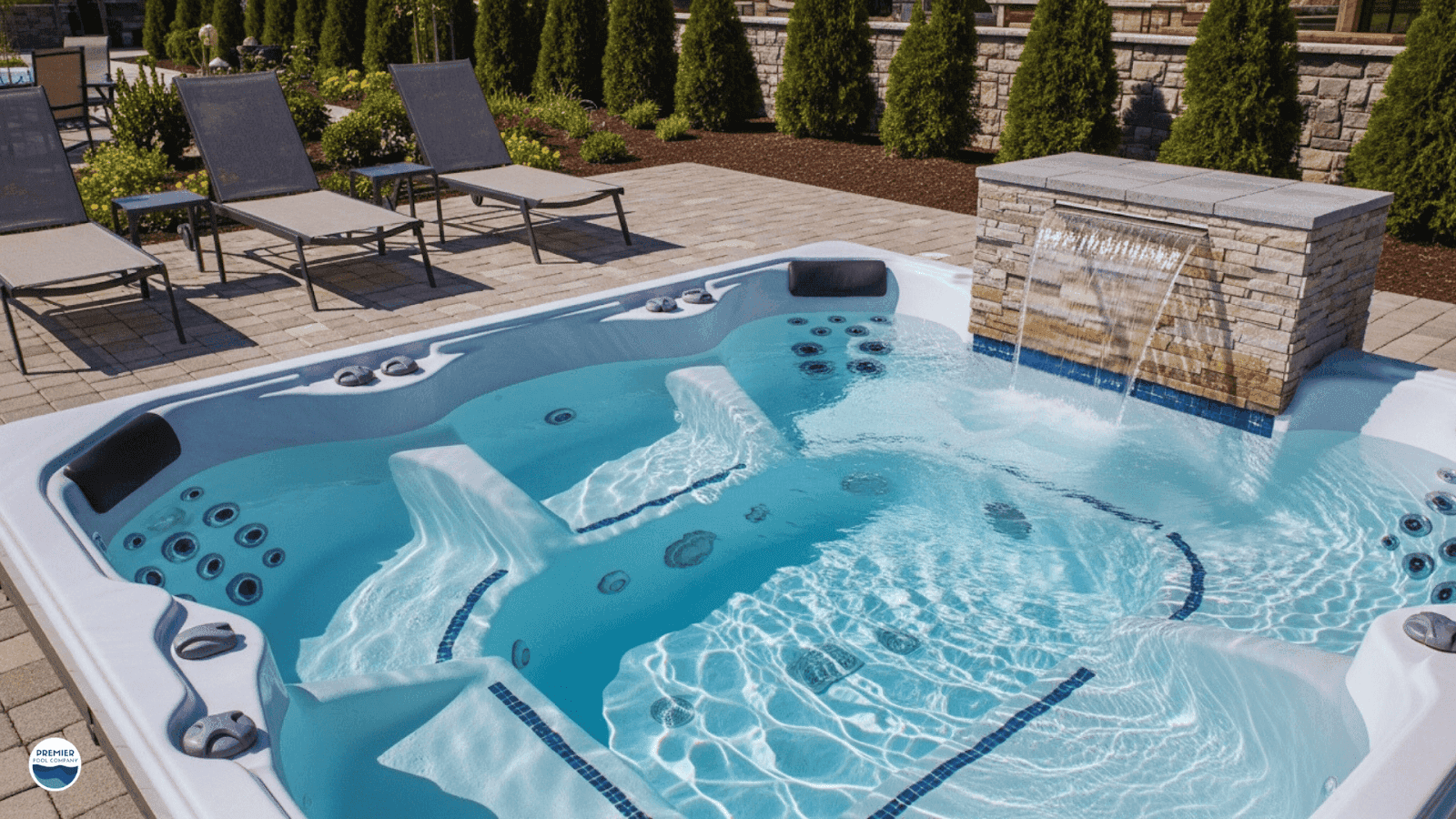 Inground jacuzzi with jets lighting and custom features affecting cost