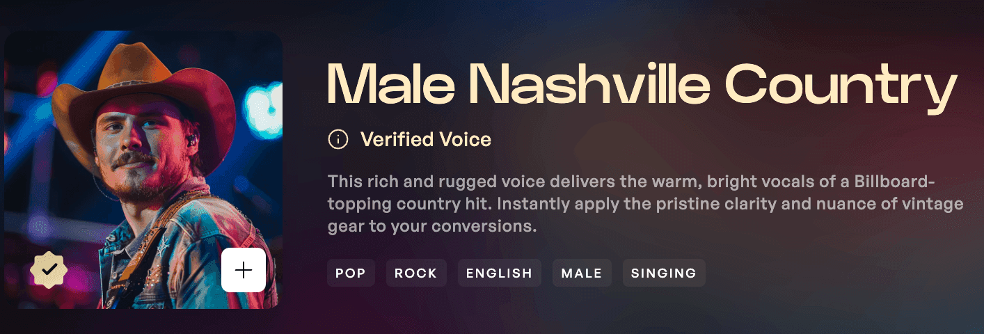 The Male Nashville Country voice on Kits AI