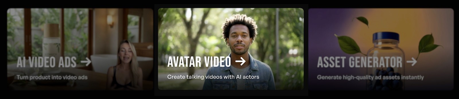 Creatify app interface with Avatar Video selection highlighted