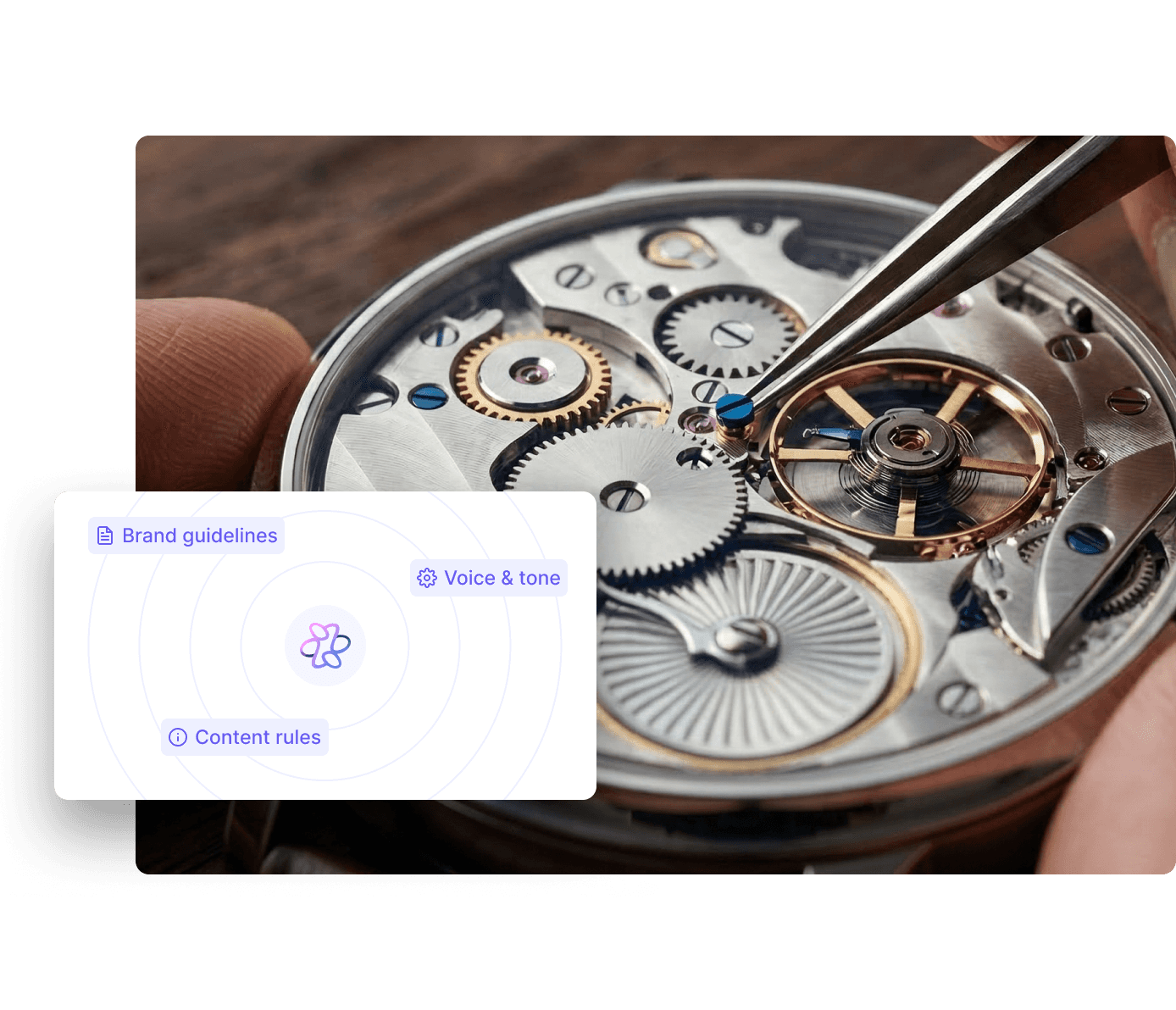 A woman in a stylish black dress and beige blazer stands confidently in a modern, minimalist clothing store with wooden racks displaying neatly arranged white garments.