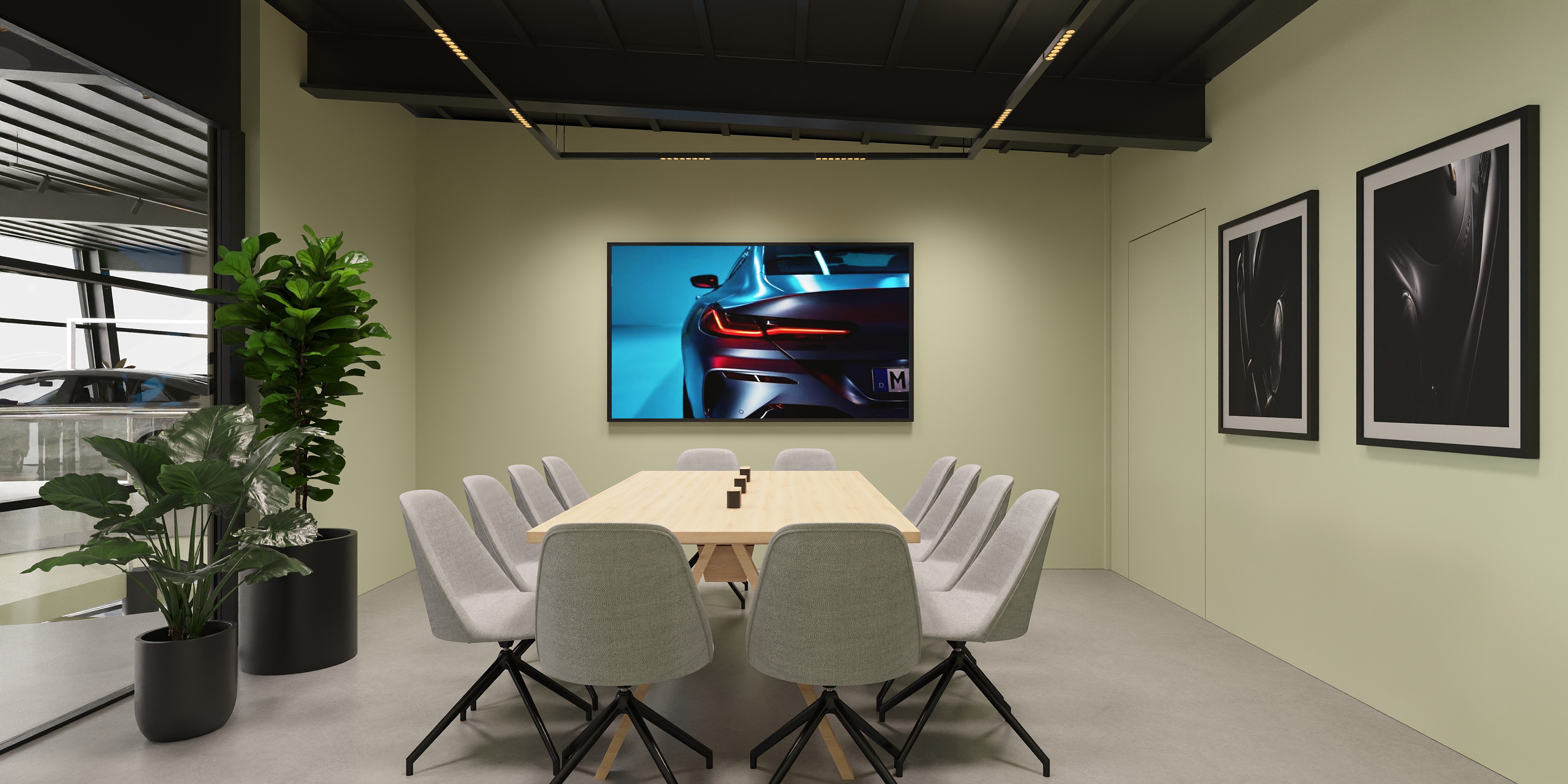 Main meeting room of a garage retail design concept for Arenaz Automobiles et Services SA in Crissier Switzerland