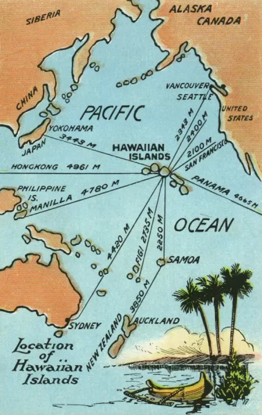An illustrated map highlighting Hawai'i