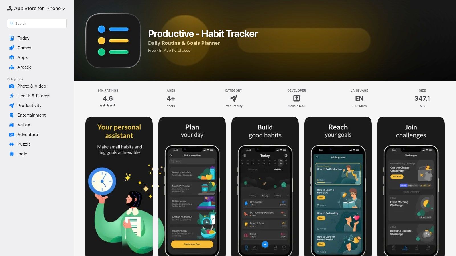 Productive – Habit Tracker (App Store)