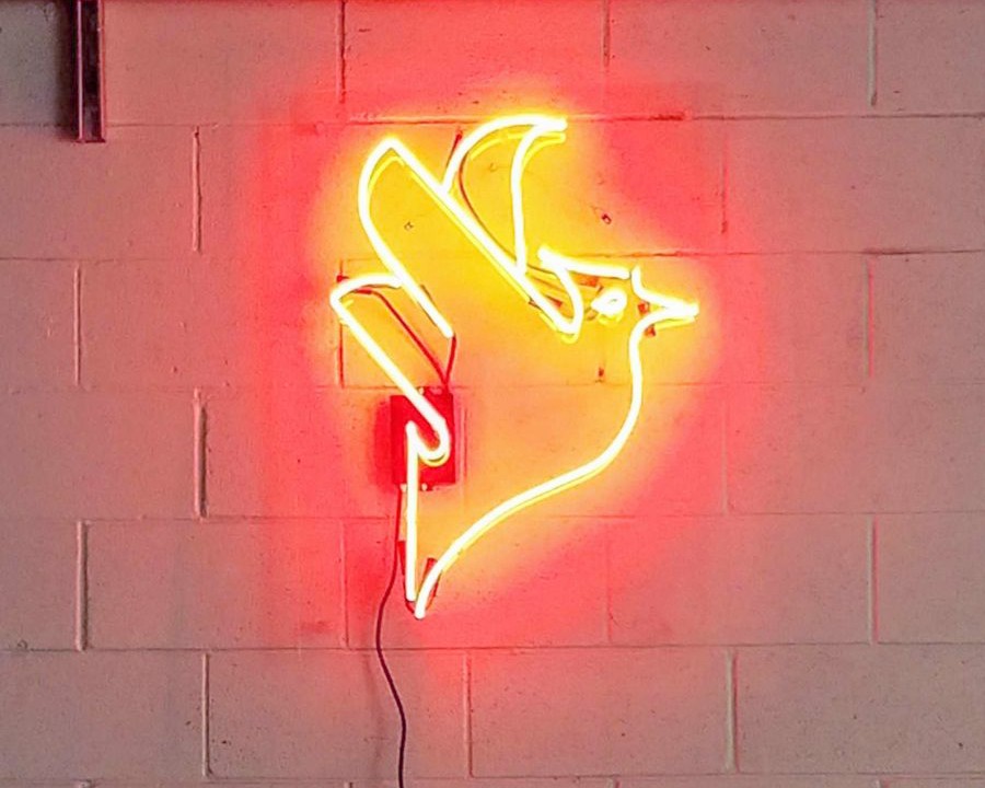Custom neon sign of Firebird icon