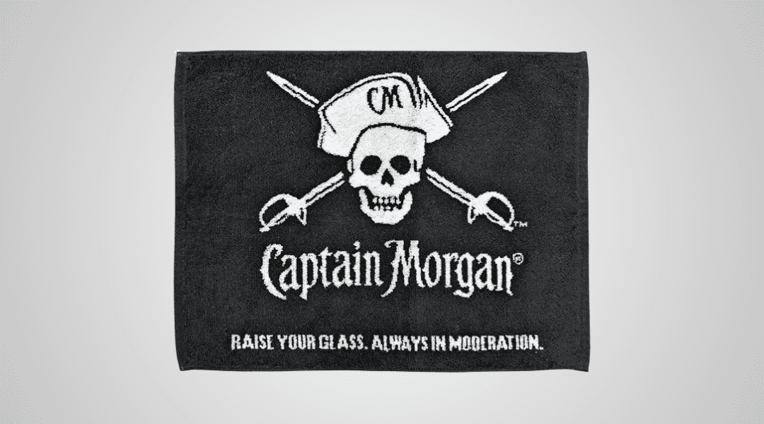 A black captain morgan sport towel