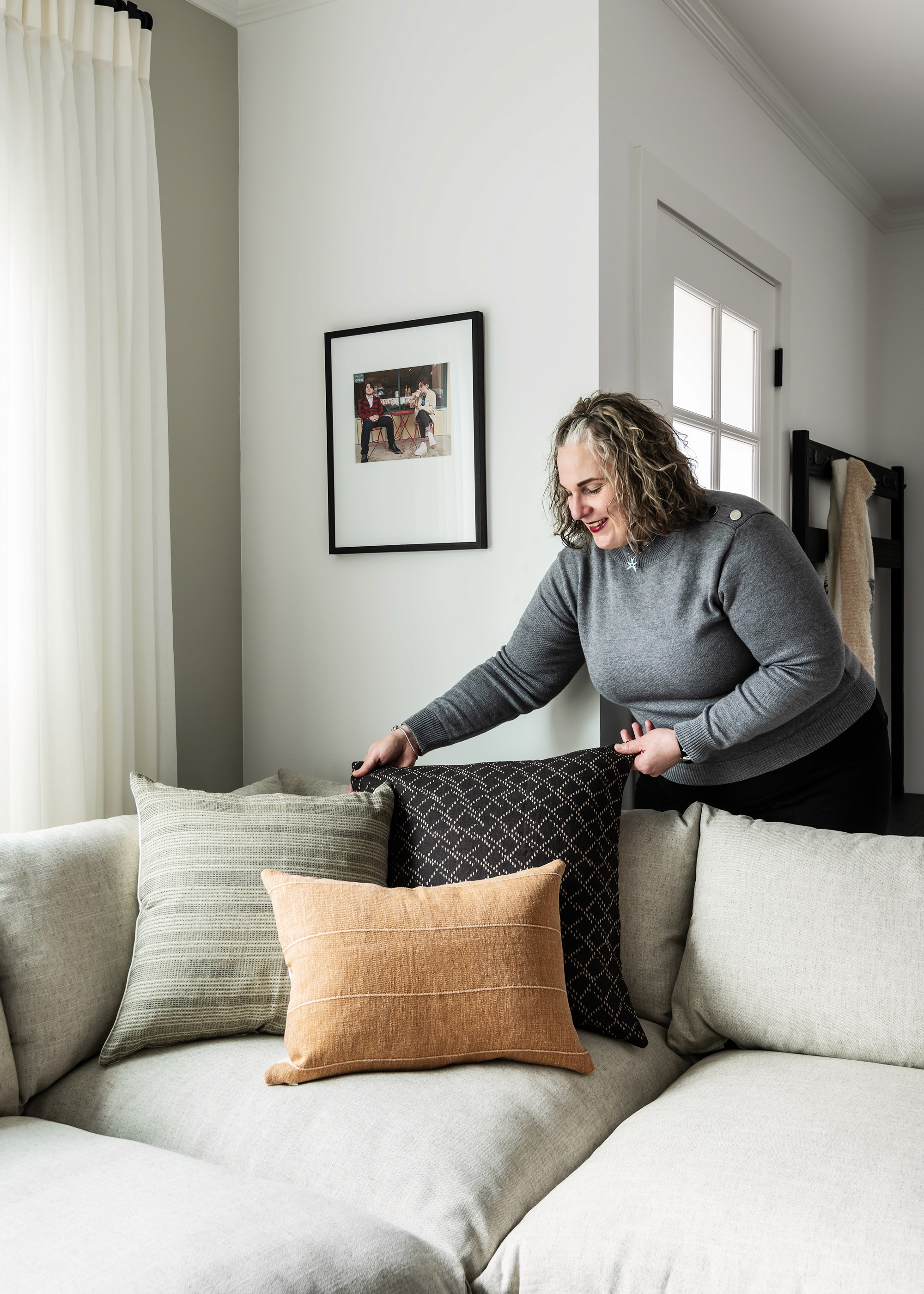 The Cozy Living Room was designed in this Seattle, Washington home by Sherri Monte, interior designer at, Elegant Simplicity.