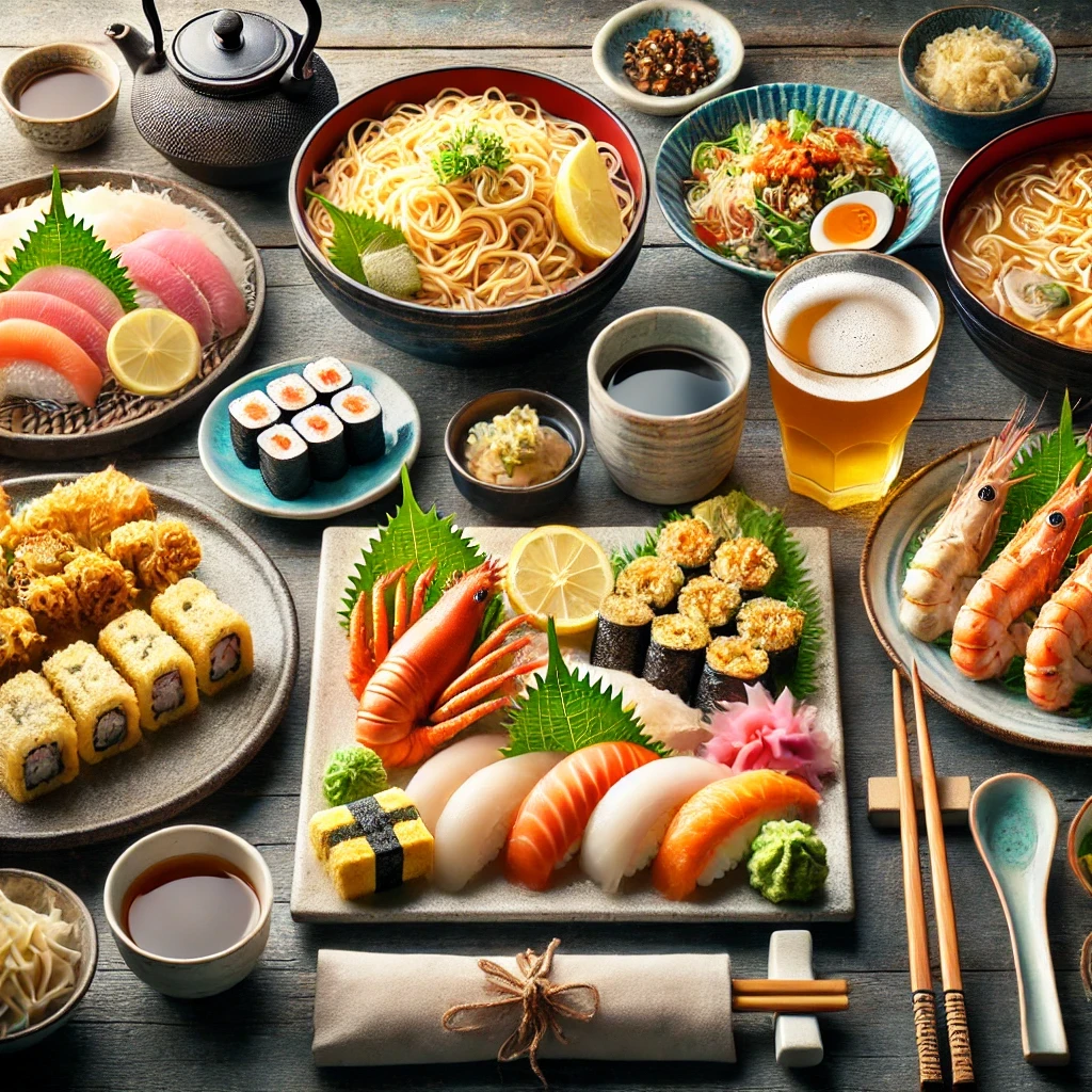 Example card in a Ballpark card sorting study — a Japanese sushi and sashimi spread