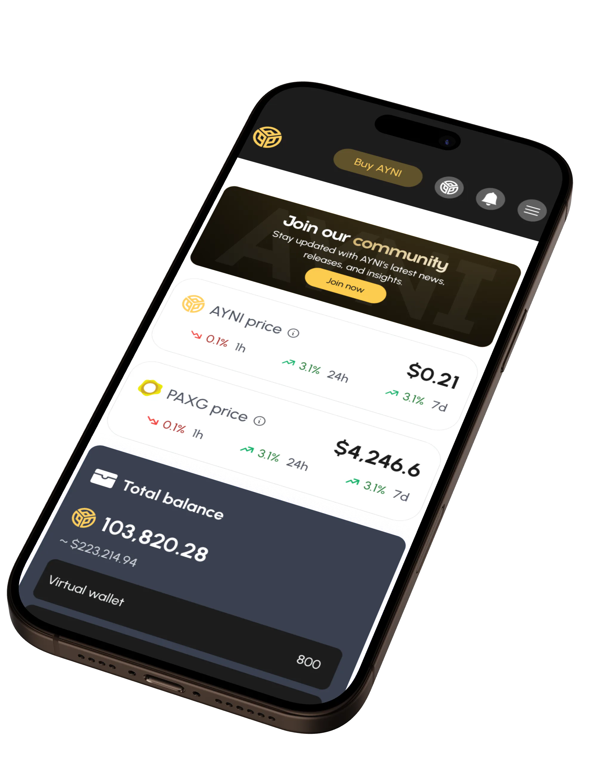 AYNI app on a phone