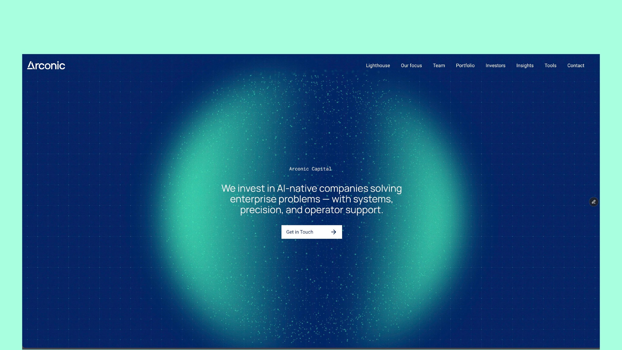 Hero image of the venture capital firm website 