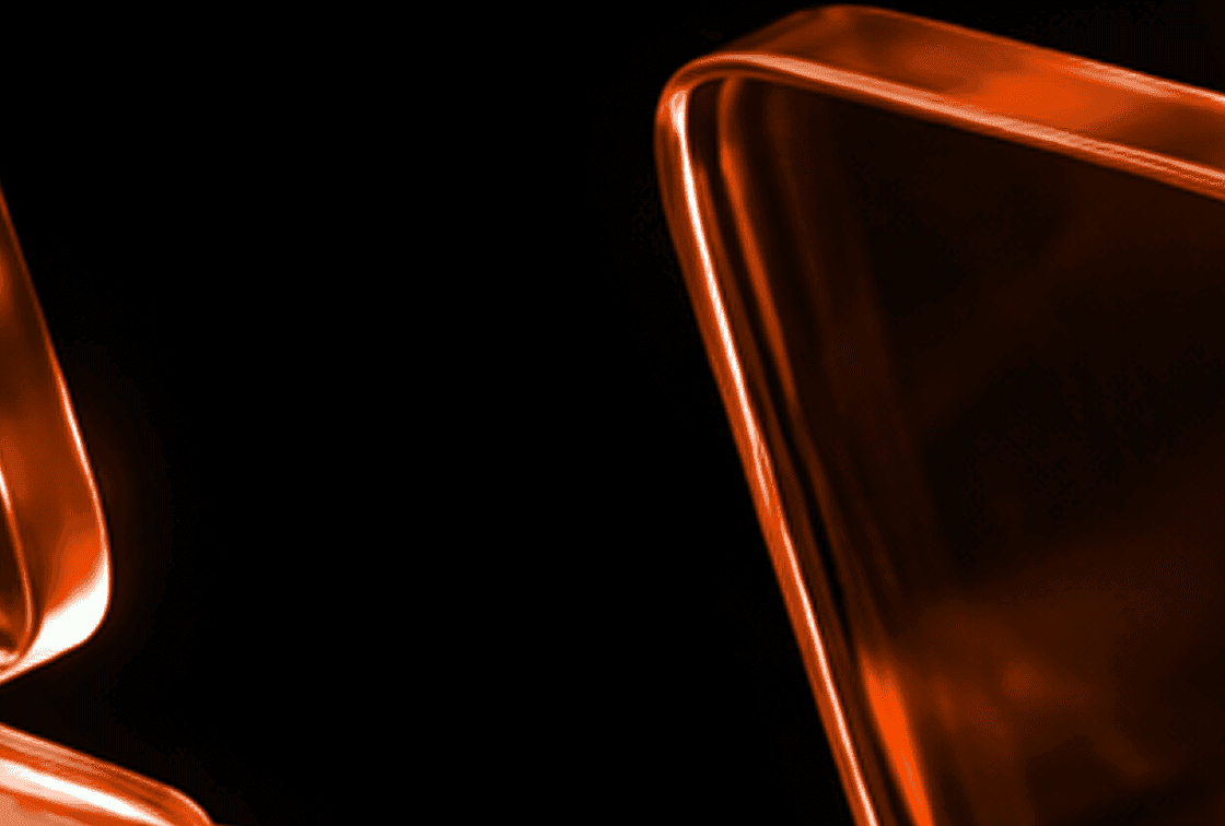 Abstract orange glass forms on black, representing access to capital