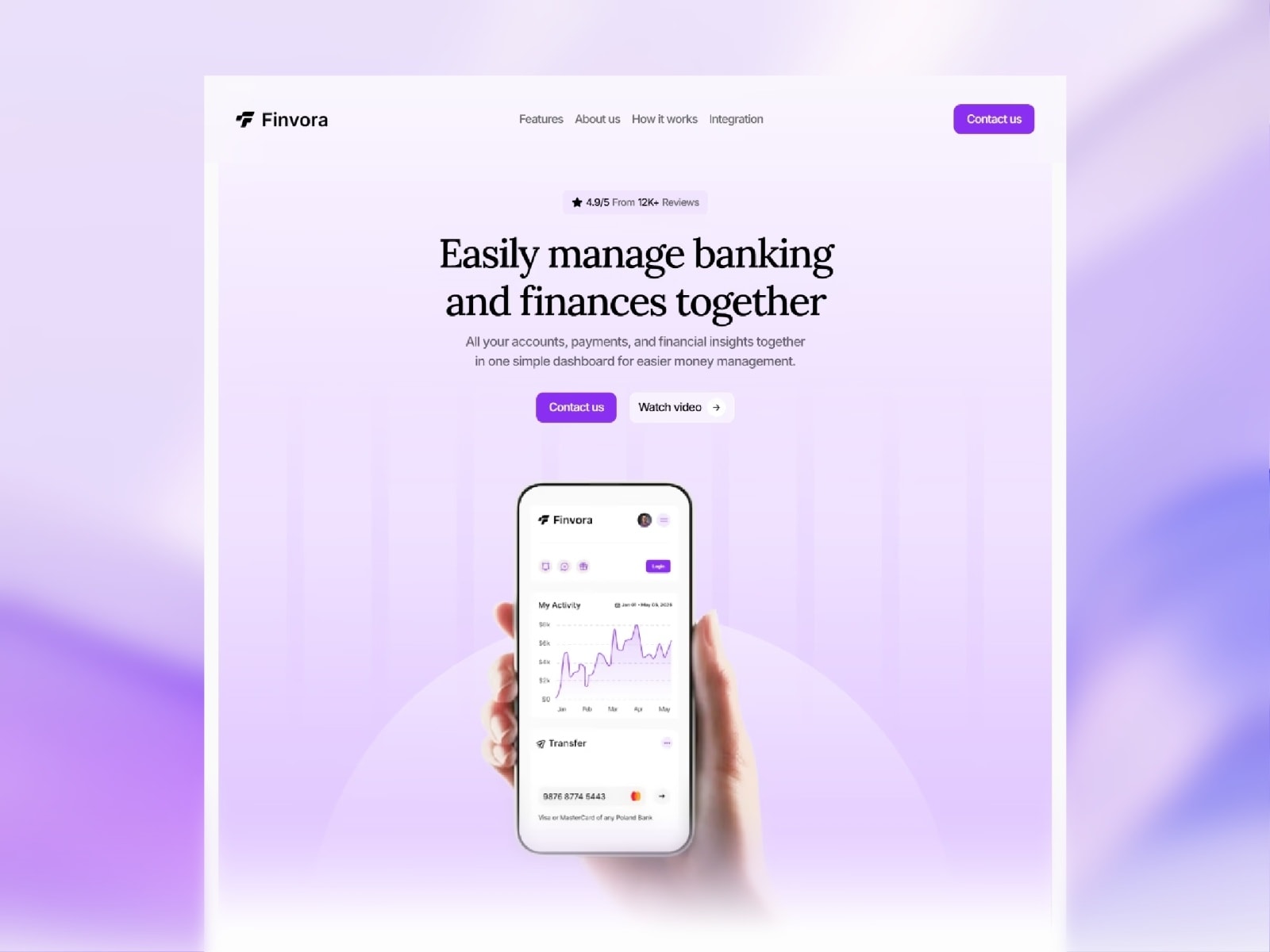 Finvora Framer fintech SaaS template screenshot