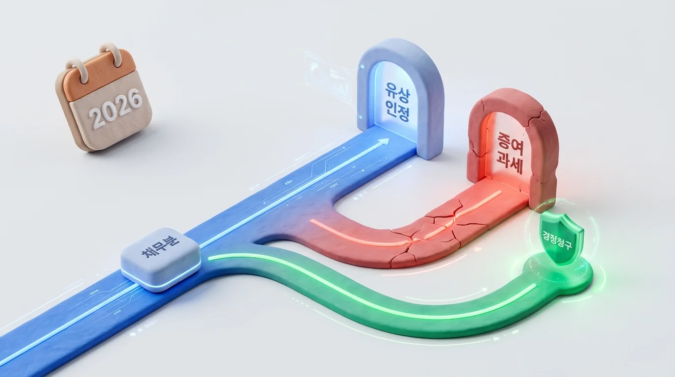 2026년 부담부증여 채무분이 증여로 과세되는 오적용 경로와 경정청구로 되돌리는 개념도