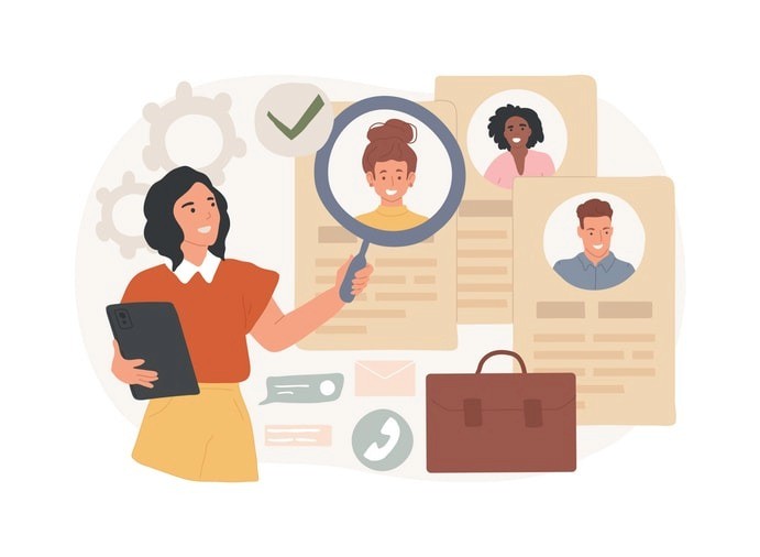 An illustration of IT hiring agencies connecting tech talent with companies.