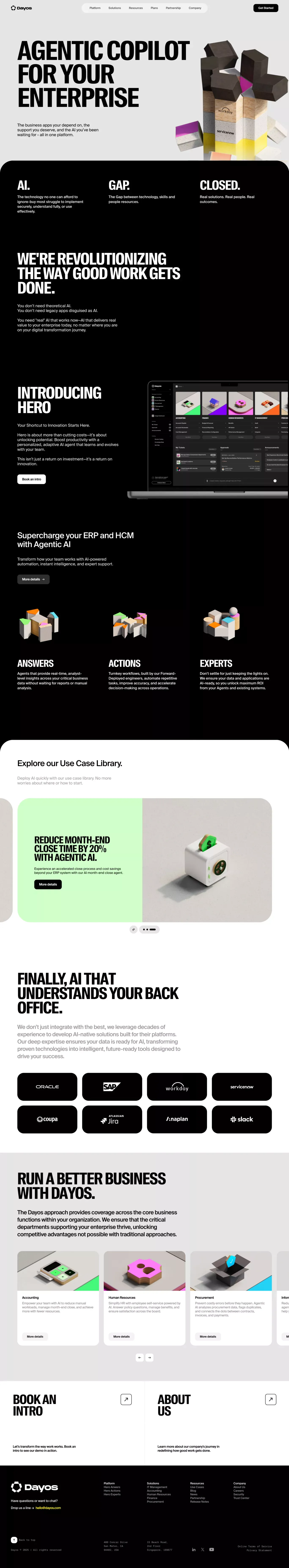 AI for Business landing page screenshot showcasing AI and Tech design