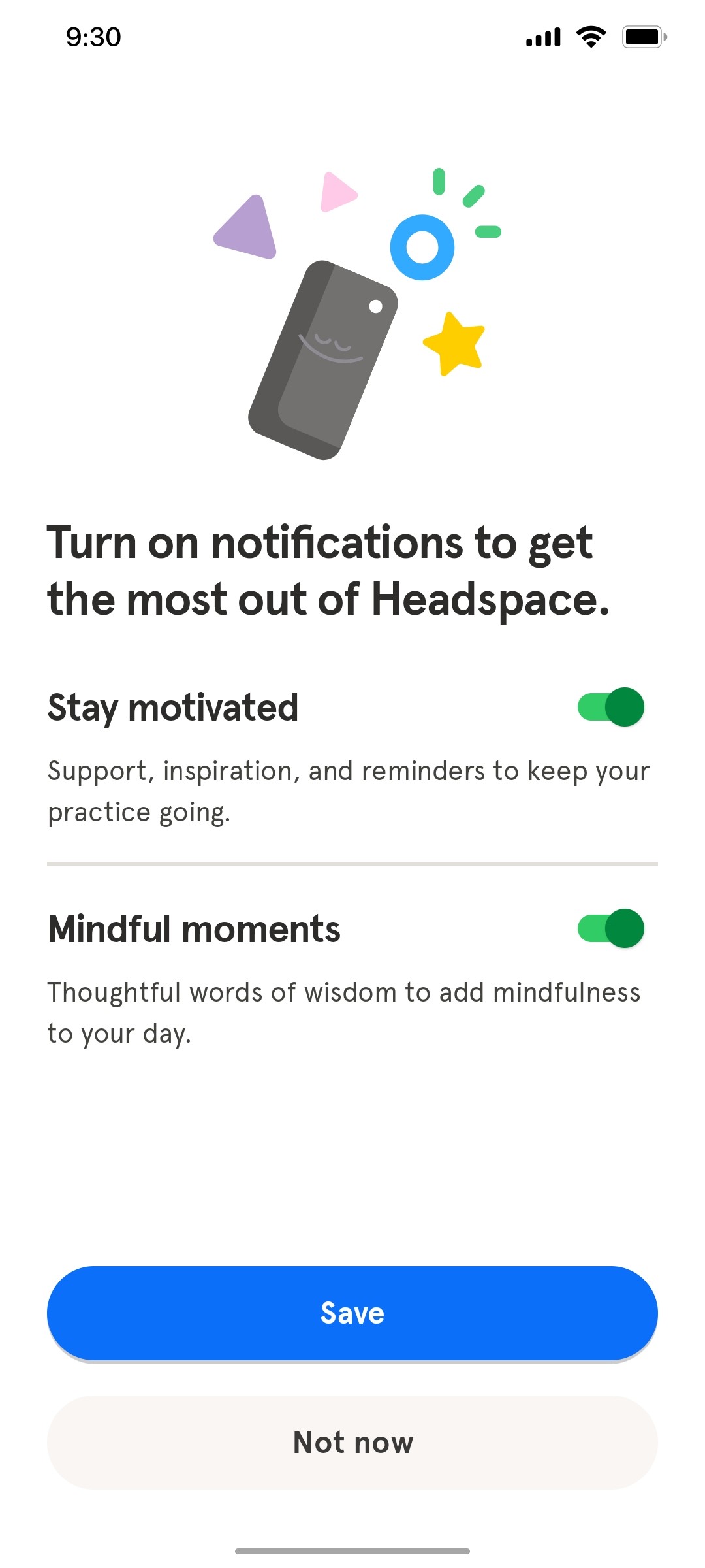 Headspace Turn notifications on screen