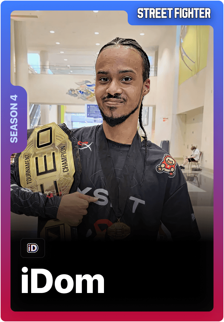 iDom Street Fighter 6 esports competitor available for staking on 1v1Me
