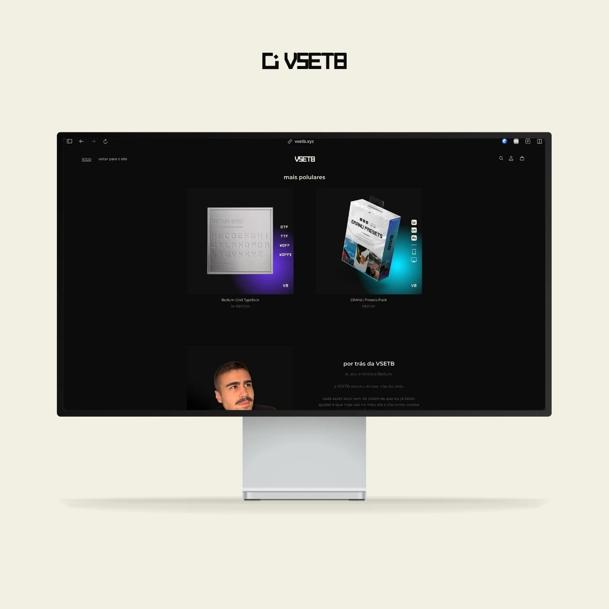 UI Image of a website overlayed on a colourful background